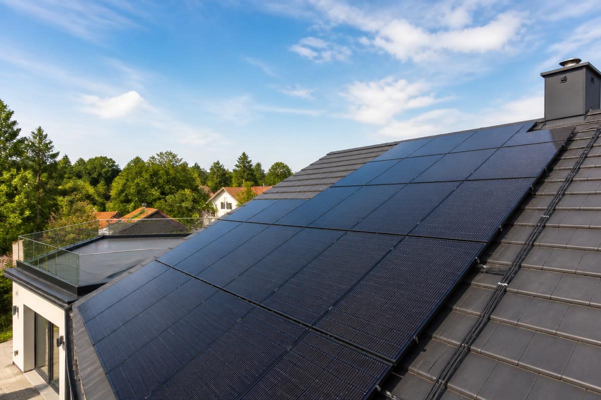 Solceller på villa­tak – Bromma